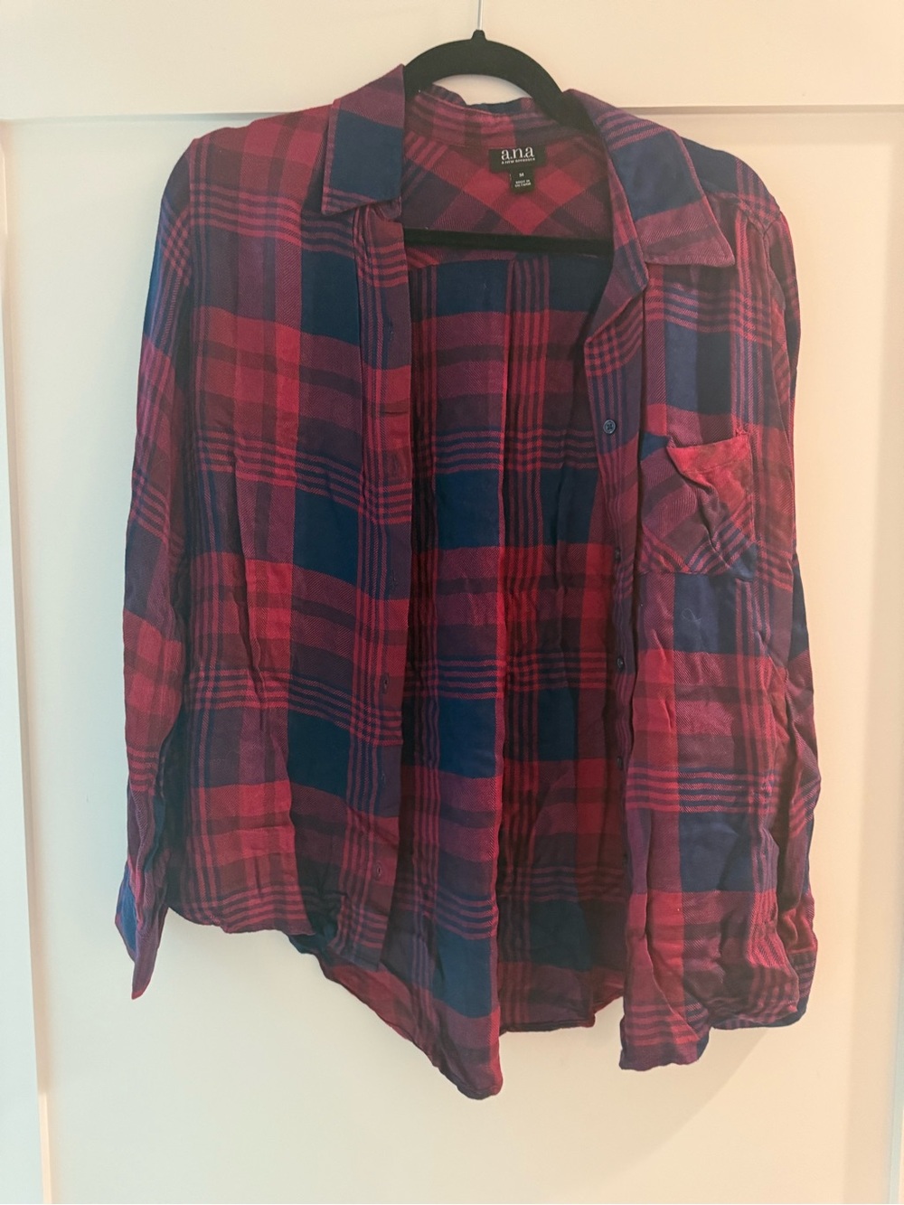 a.n.a Red & Navy Plaid Button-Down Shirt